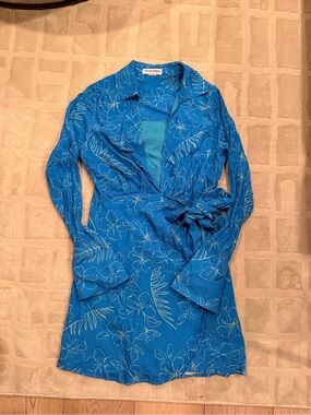 Charlie Holiday Armanda Blue Floral Tie Waist Mini Dress